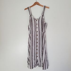 Linen blend striped dress
